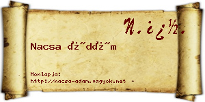 Nacsa Ádám névjegykártya