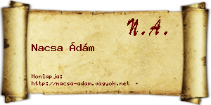 Nacsa Ádám névjegykártya